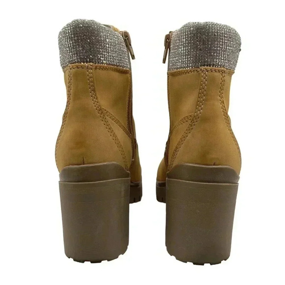 Wild Pair Womens 9M Bentli Nubuck Embellished Combat & Lace-up Boots Tan Nubuck - Picture 7 of 15
